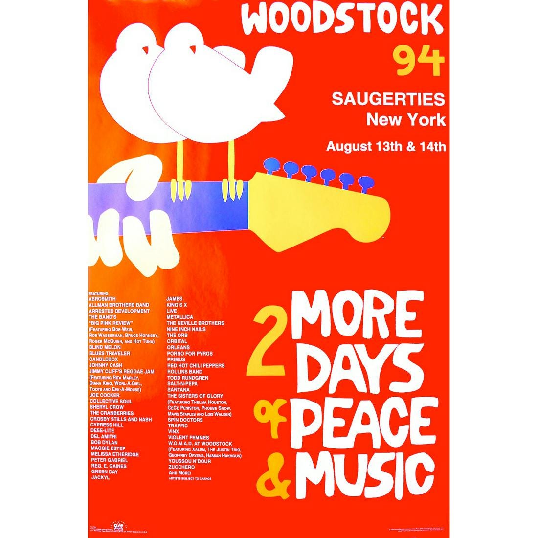 Bob Dylan played the Woodstock Festival on this day in 1994.
