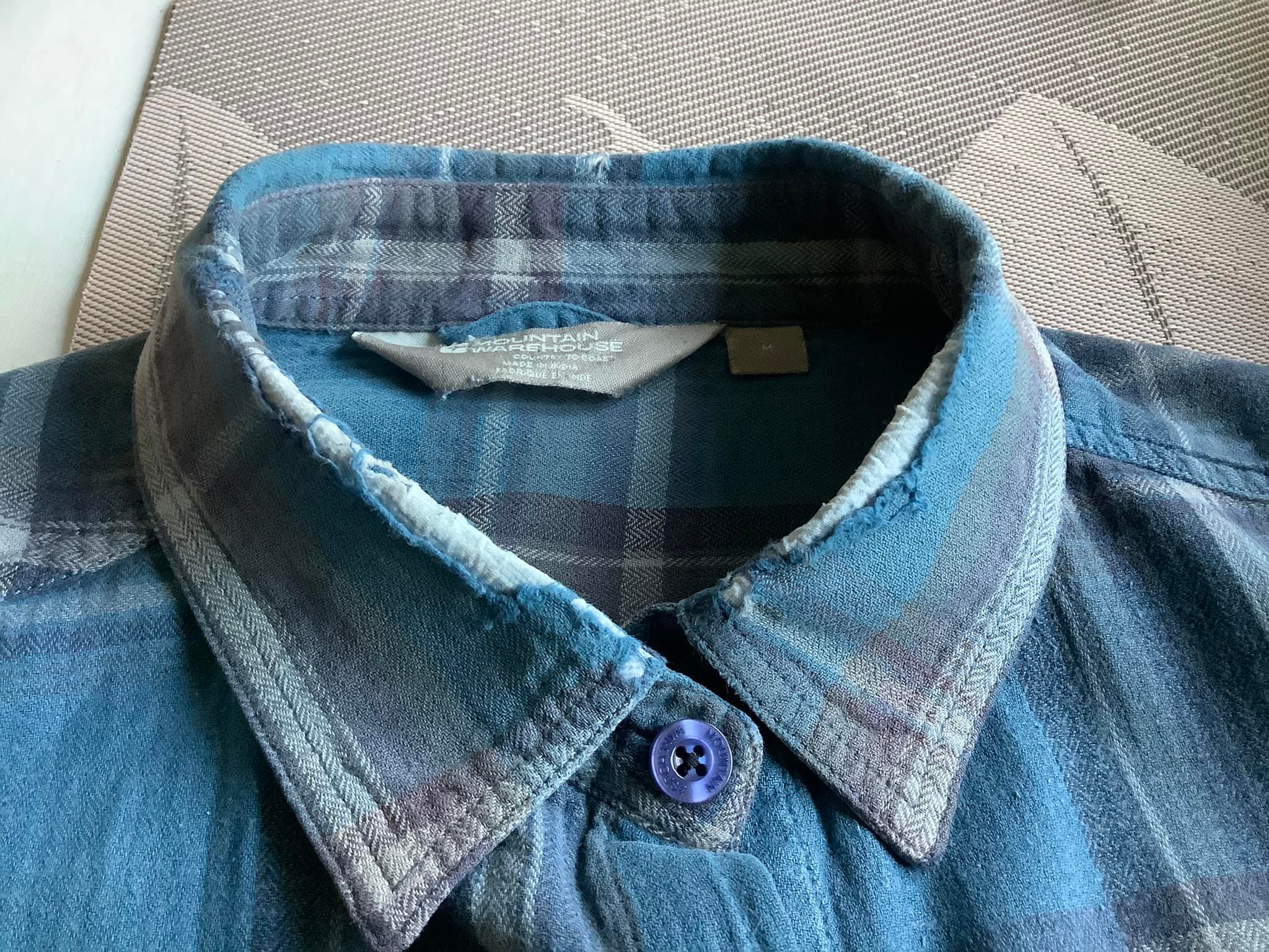 My husbands shirt. Frayed collar otherwise ok. So i “turned”it 