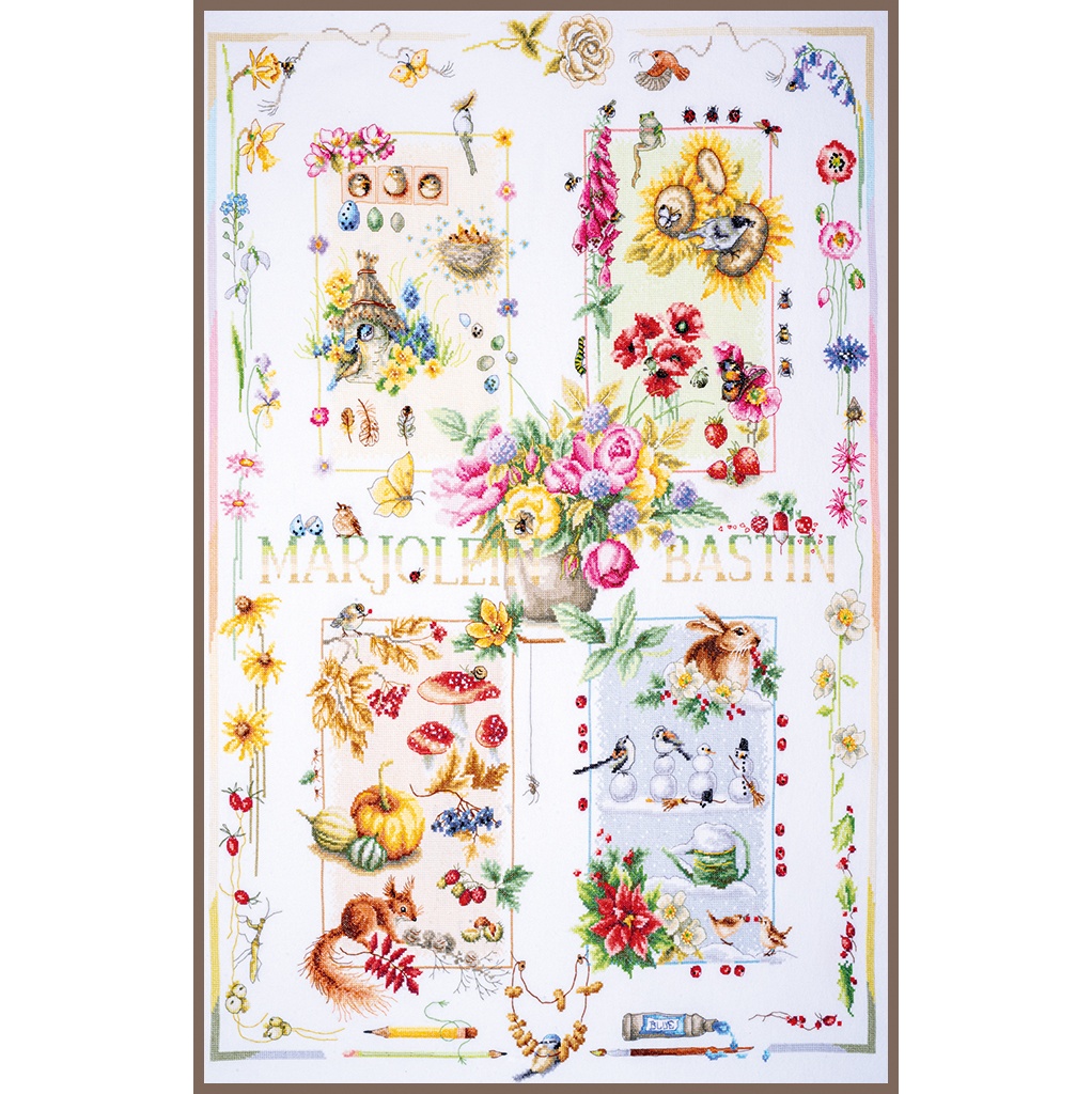 Finishing Four Seasons cross stitch by Marjolein Bastin