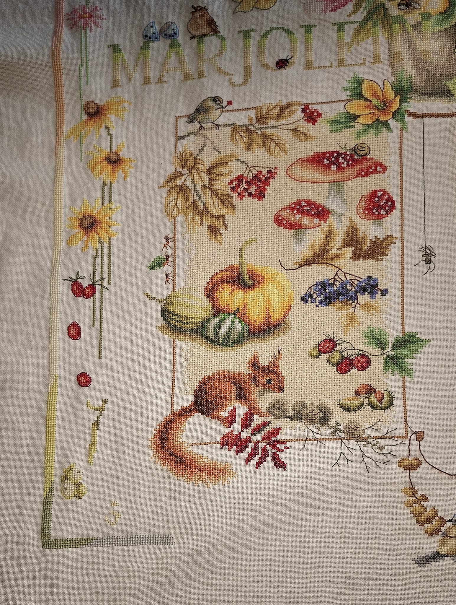 Finishing Four Seasons cross stitch by Marjolein Bastin