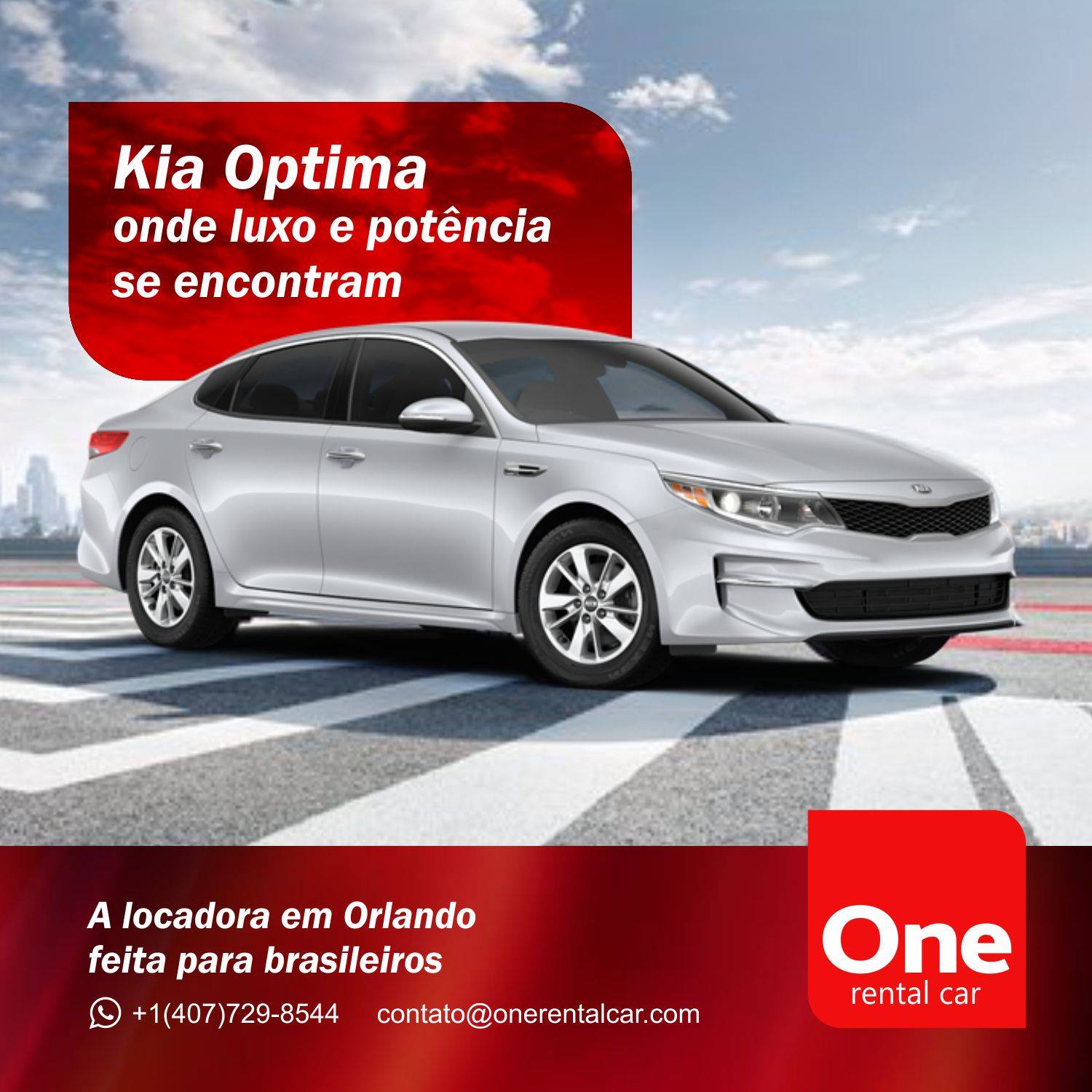 One Rental Car - O Kia Optima é um sedan full size, ótimo...