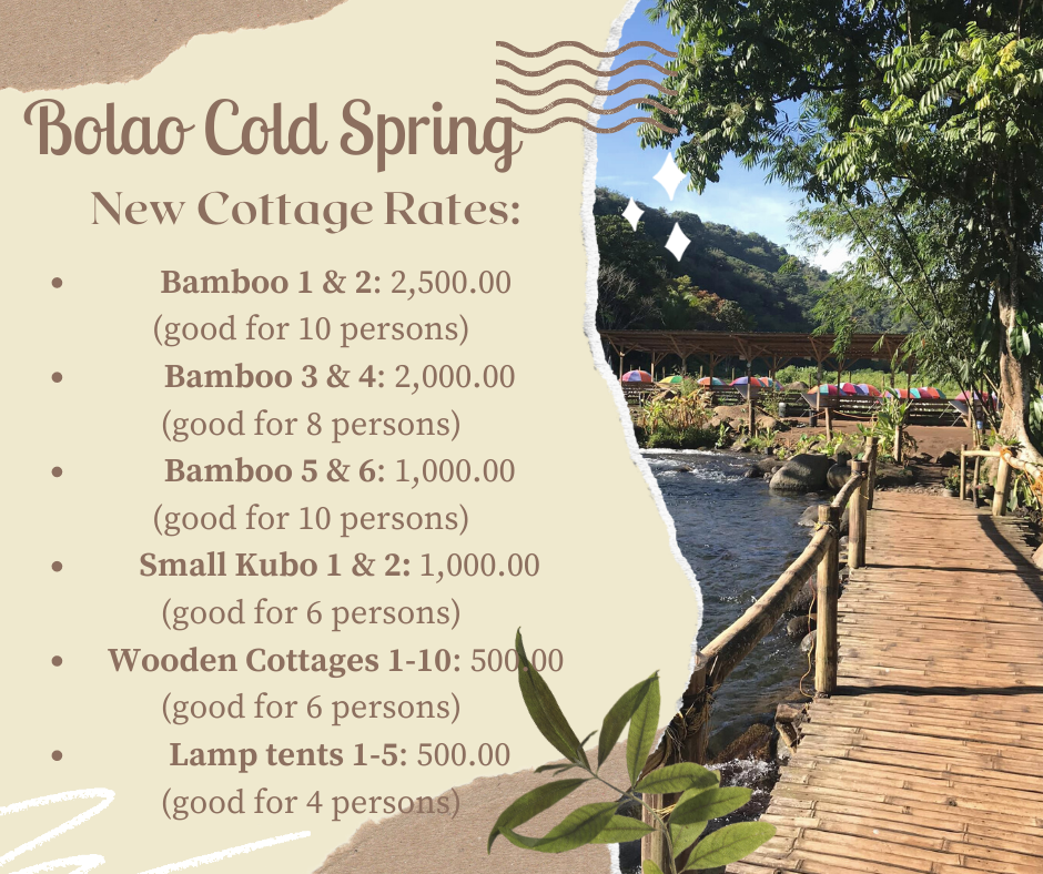 Sinulom - Here are our new rates for Bolao Cold Spring Please message ...