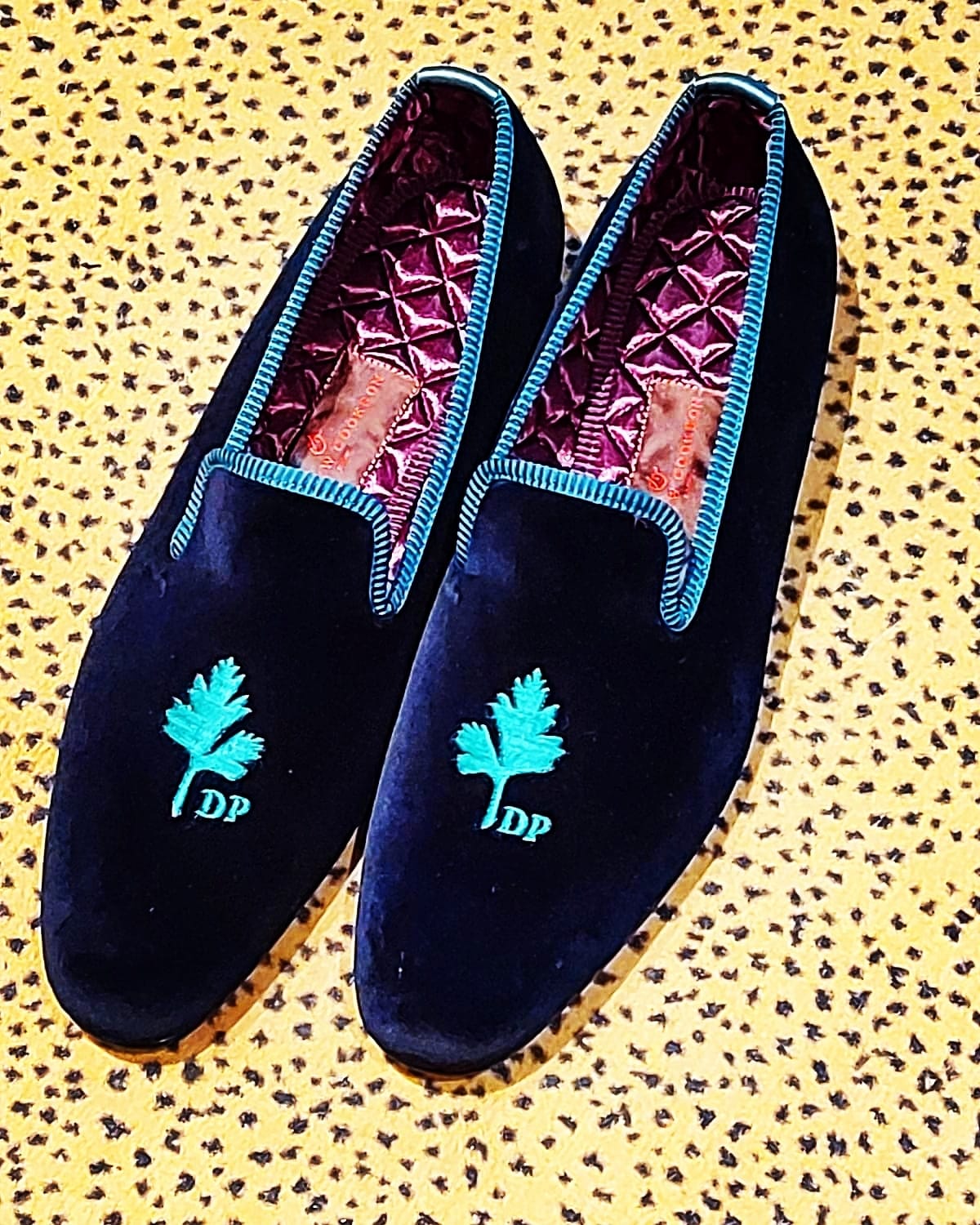 Chaussons Matthew Cookson Sur Mesure - Suédine Bleue, Taille 42,5