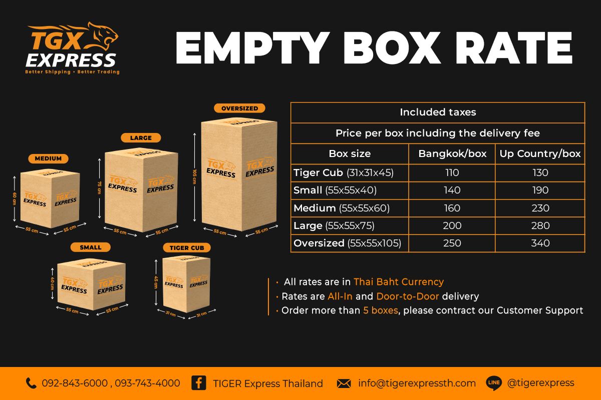 📦TIGER Empty Box Rate📦 Price... - TIGER Express Thailand | Facebook