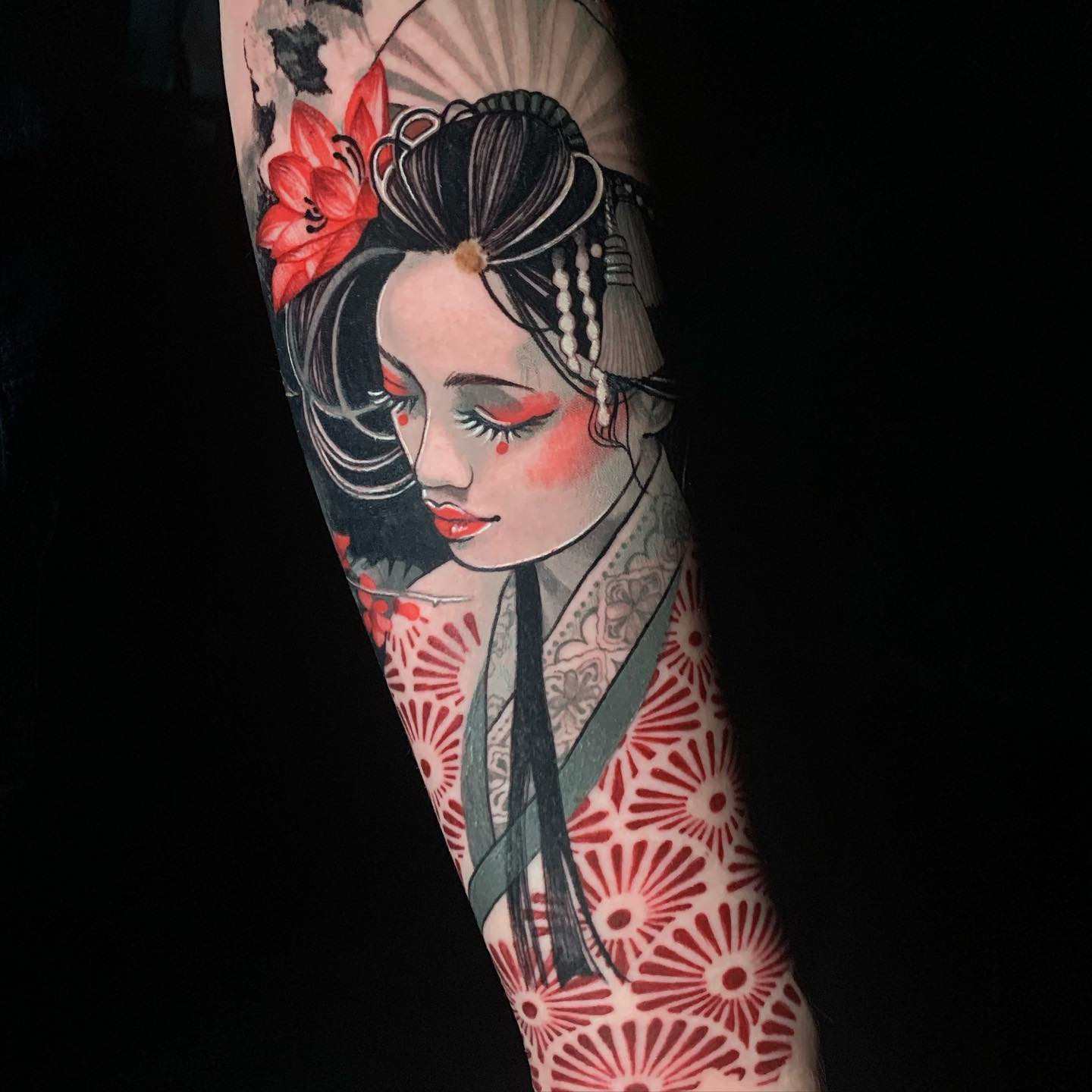 Tatouage Geisha Noir Et Blanc