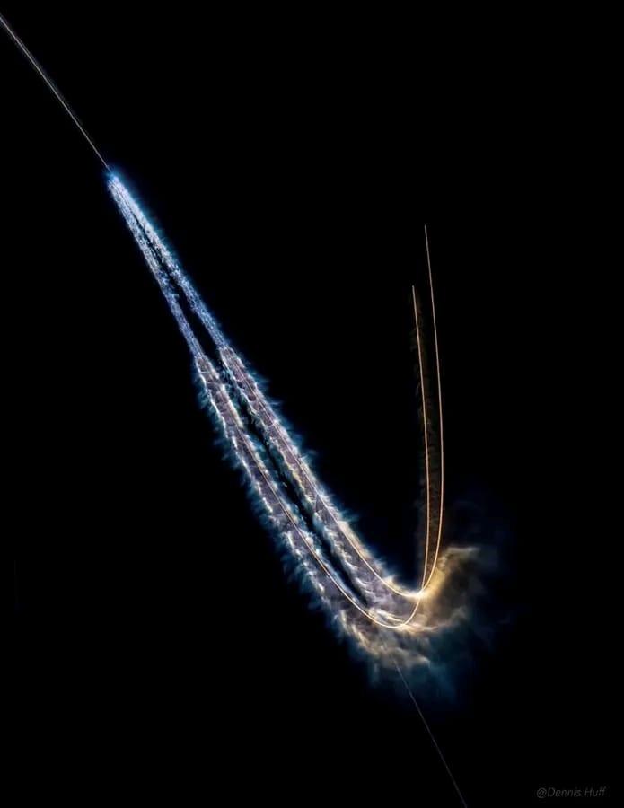 Falcon Heavy boostback burn photo from NROL-97 launch