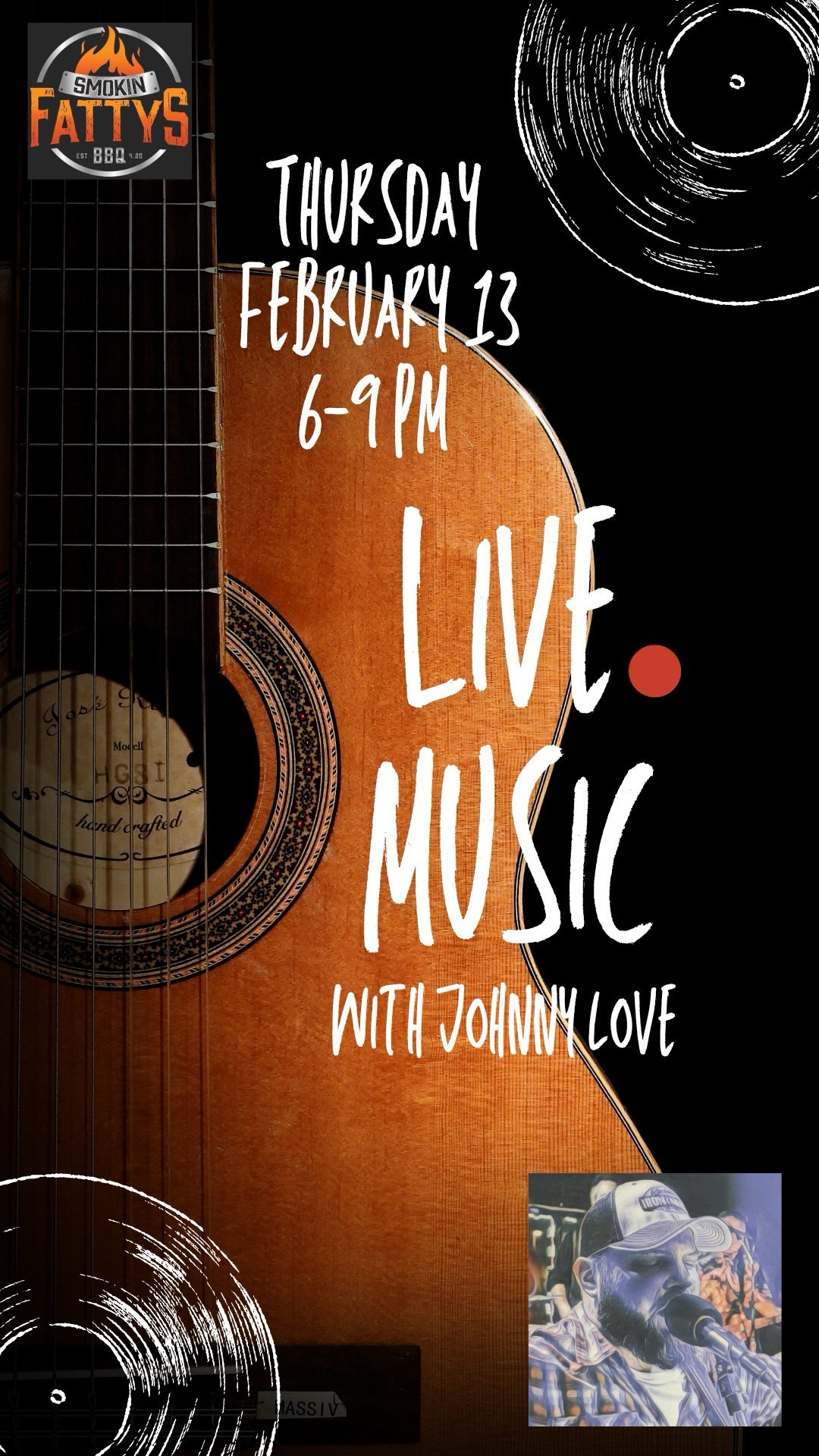 Live Music With Johnny Love! With an in house Raffle!