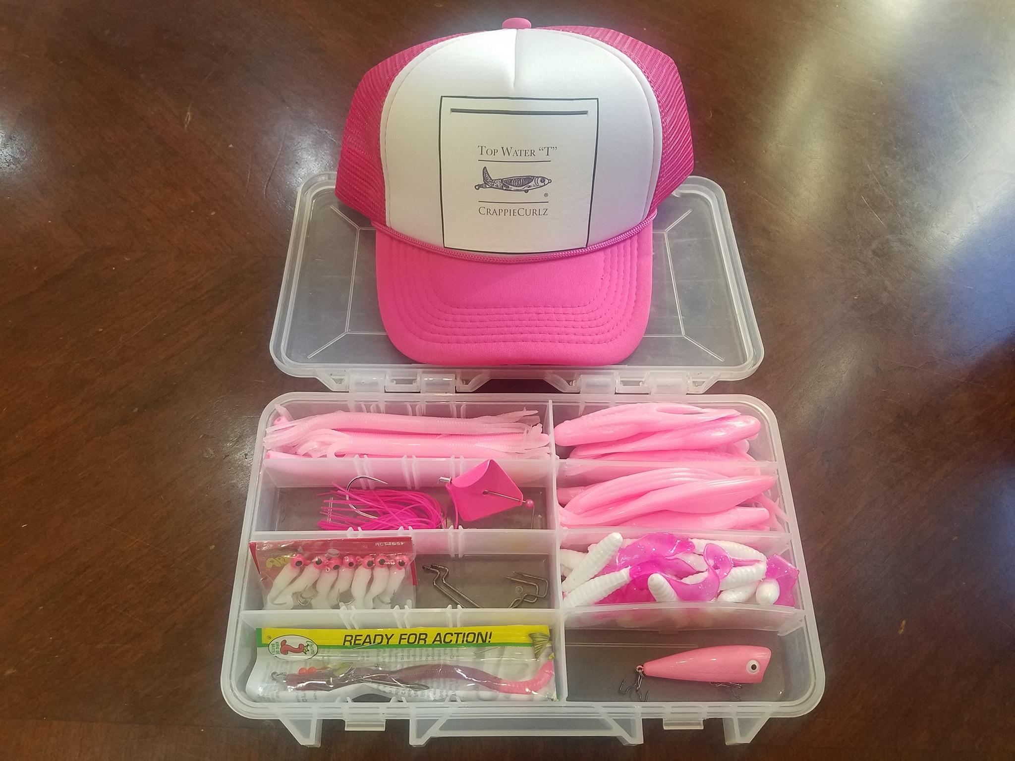 breast cancer tackle box Encouragment  Farm House Flowers & Gifts  **CASTING FOR A CURE**