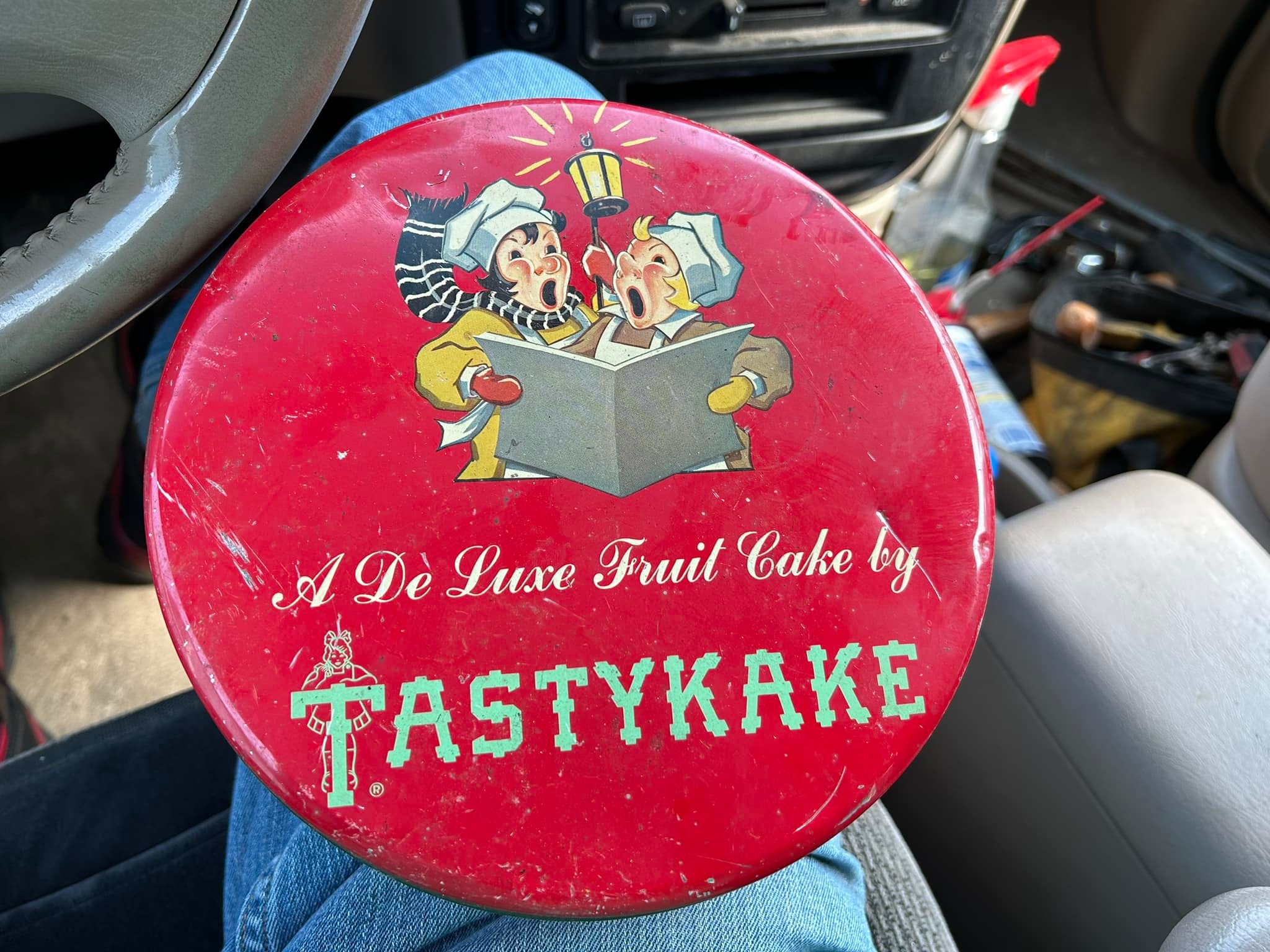 How old is this TastyKake fruit cake tin?