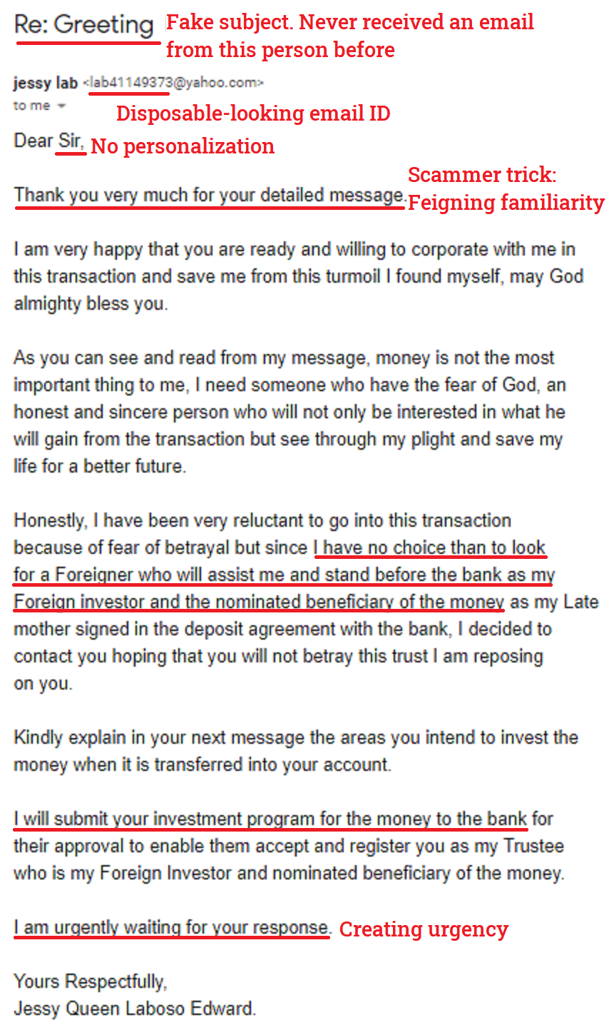ScamAdviser.com - ** Inheritance Email Scam ** The scammer is ...