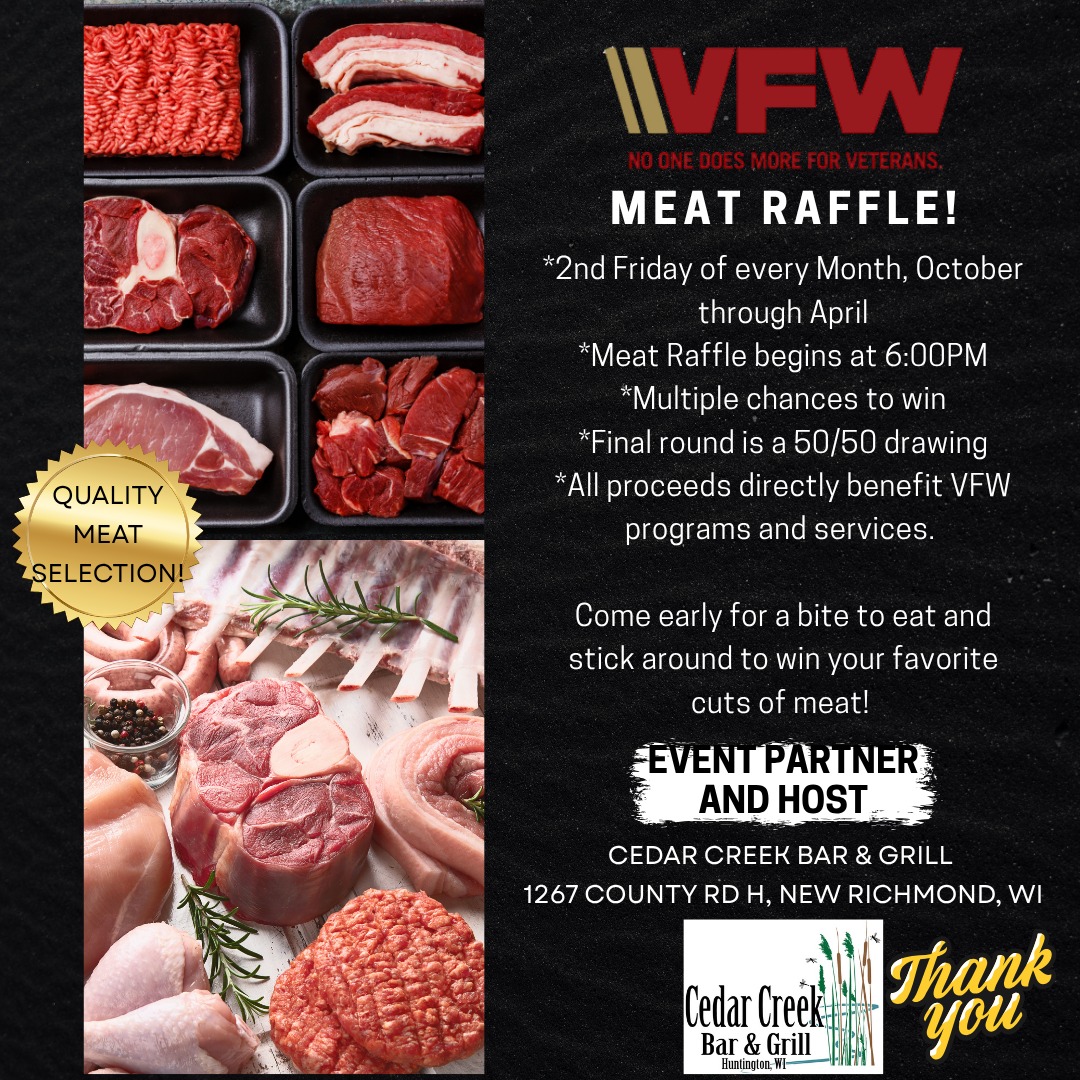 VFW Meat Raffle at Cedar Creek Bar & Grill