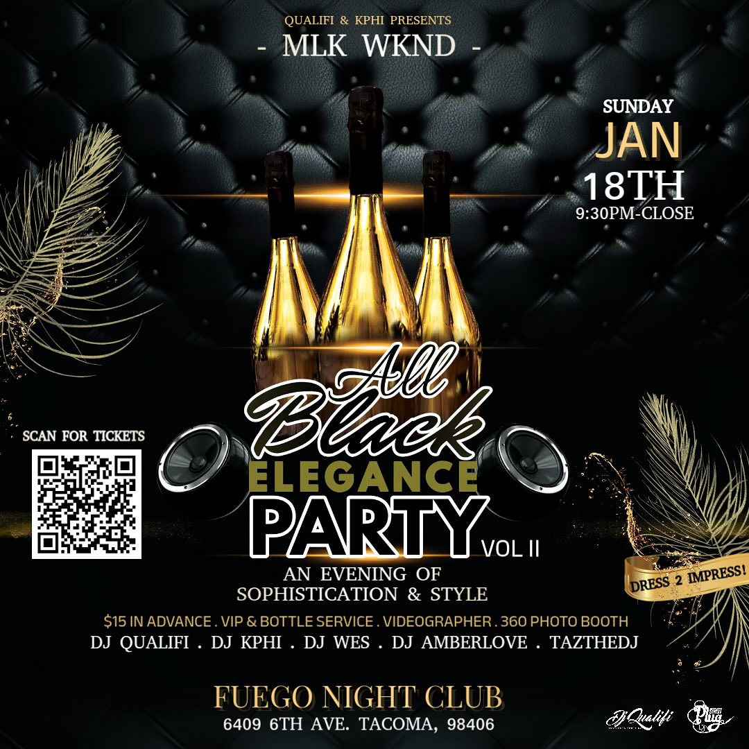 GET READY‼️ 2026, “ALL BLACK ELEGANCE” PARTY❗️ An Evening Of Sophistication & Style❗️ 🗓️SUNDAY, JAN 18 🕘9:30PM-CLOSE ♠️MLK WEEKEND ♠️Dress 2 Impress ♠️DRESS CODE = ALL BLACK CREATE MEMORIES WITH OUR: ▪️Videographers