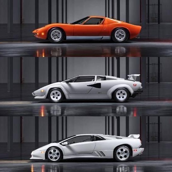Lamborghini Miura, Countach and Diablo.