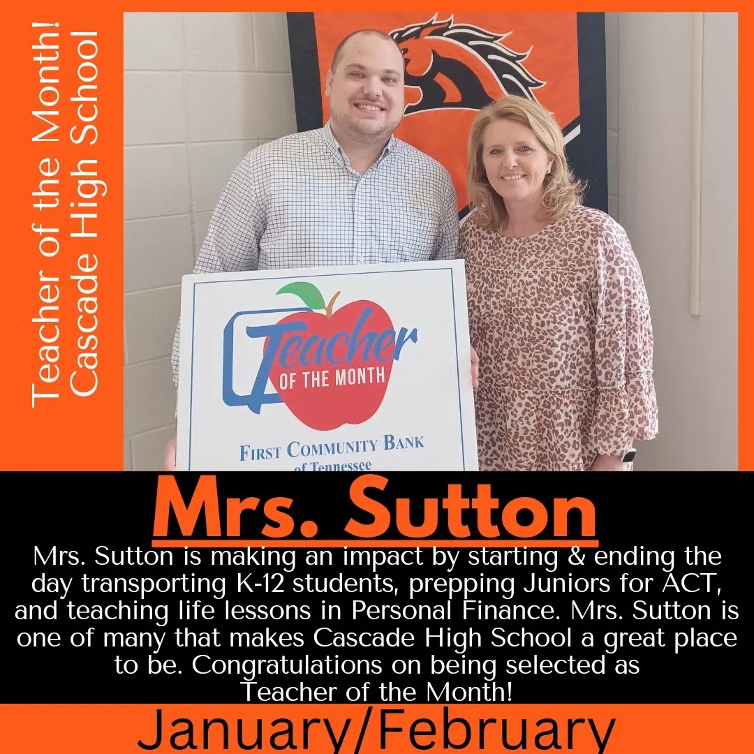 Cascade - Congratulations to Mrs. Sutton for being recognized for our ...