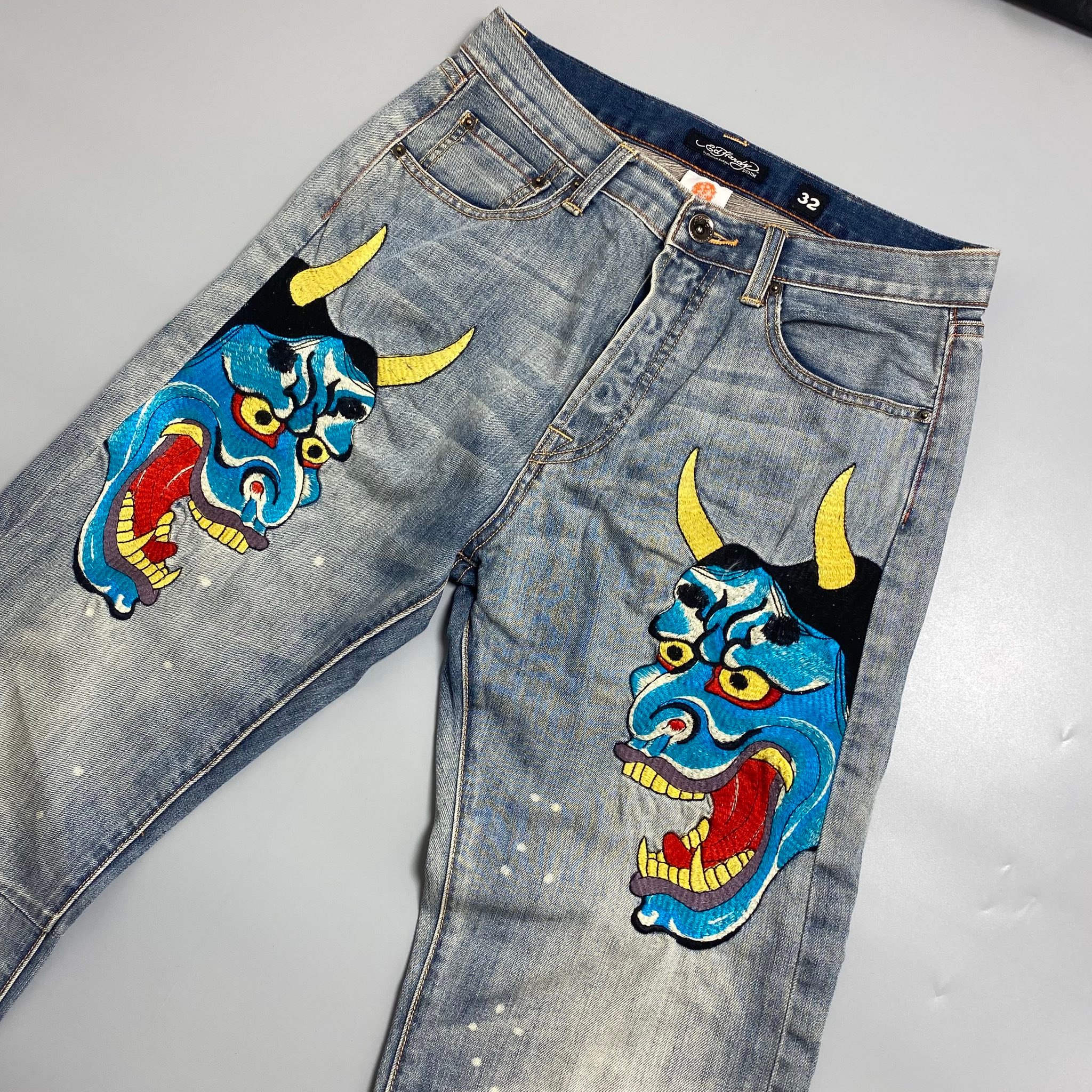 PTPA, FS Ed Hardy Oni Demon Embroidered Jeans – Y2K Archive 