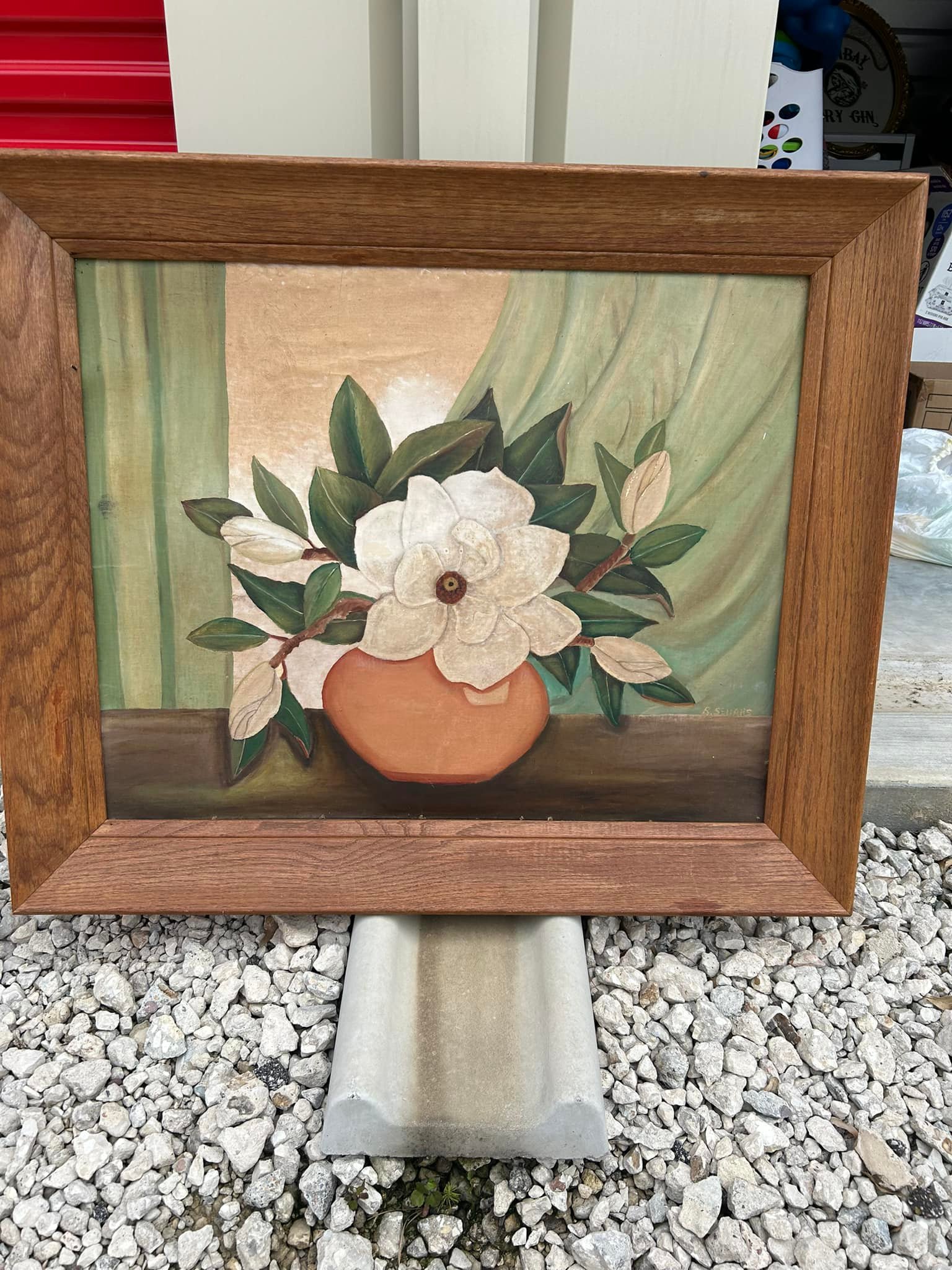 How to clean and reframe an old painting from the late 60's?