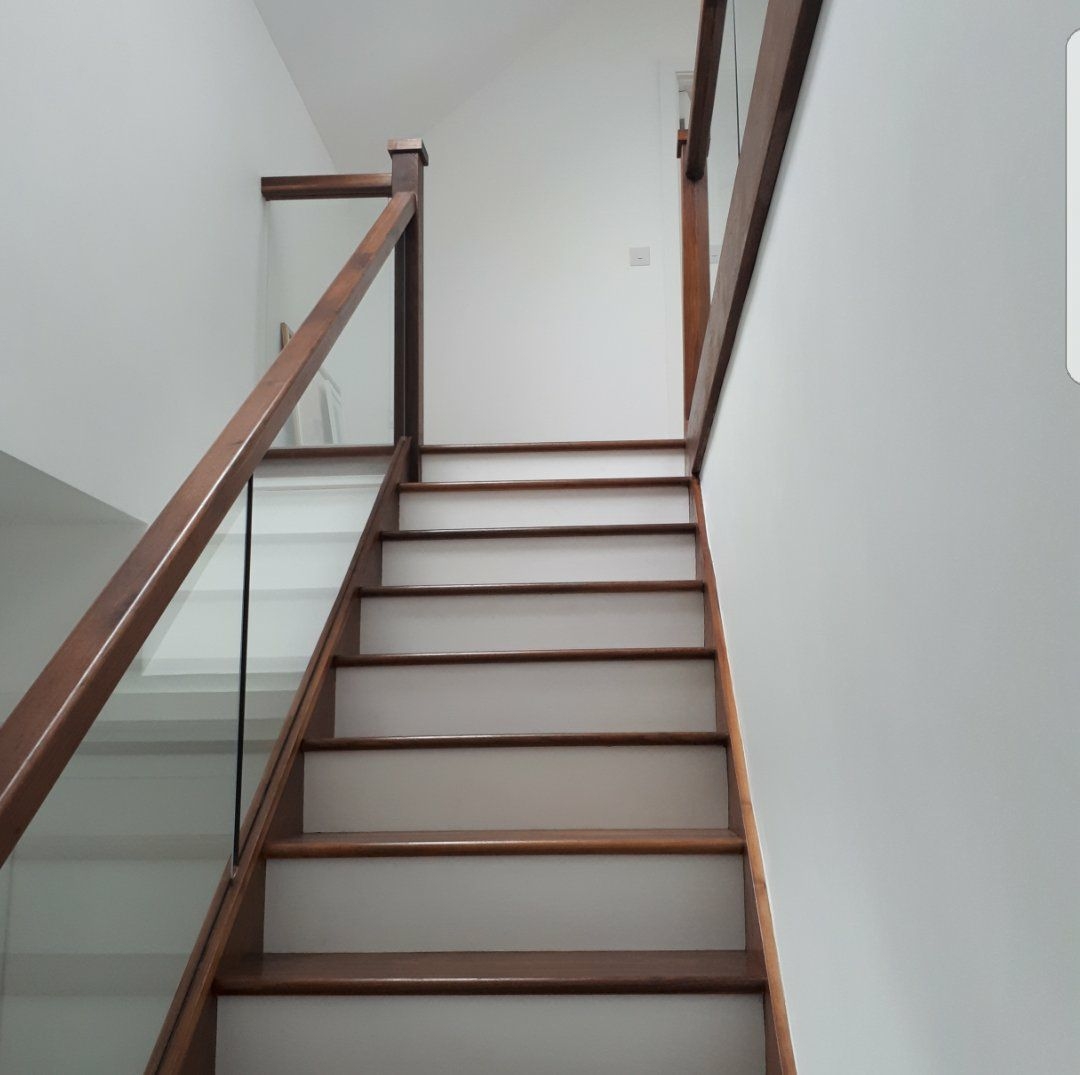 Concrete Staircase Dressed in Solid Oak Staircase with a Glass Banister ...
