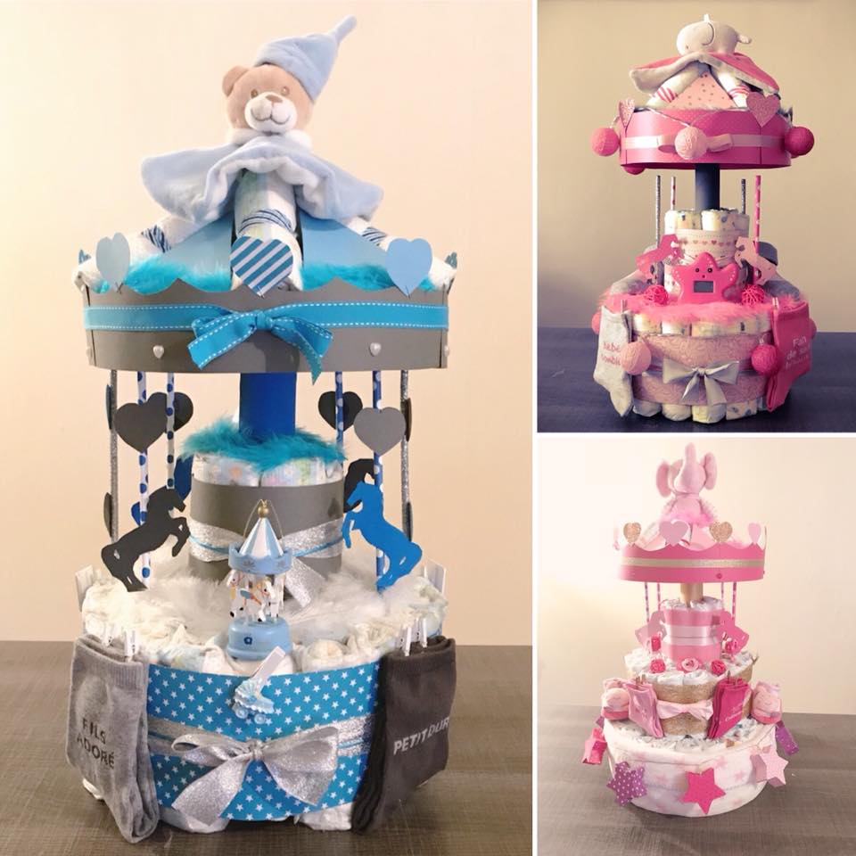 Gâteau De Couches En Forme De Vélo Pour Fille - 27 Couches Taille 3 + Body + Chaussettes + Peluche