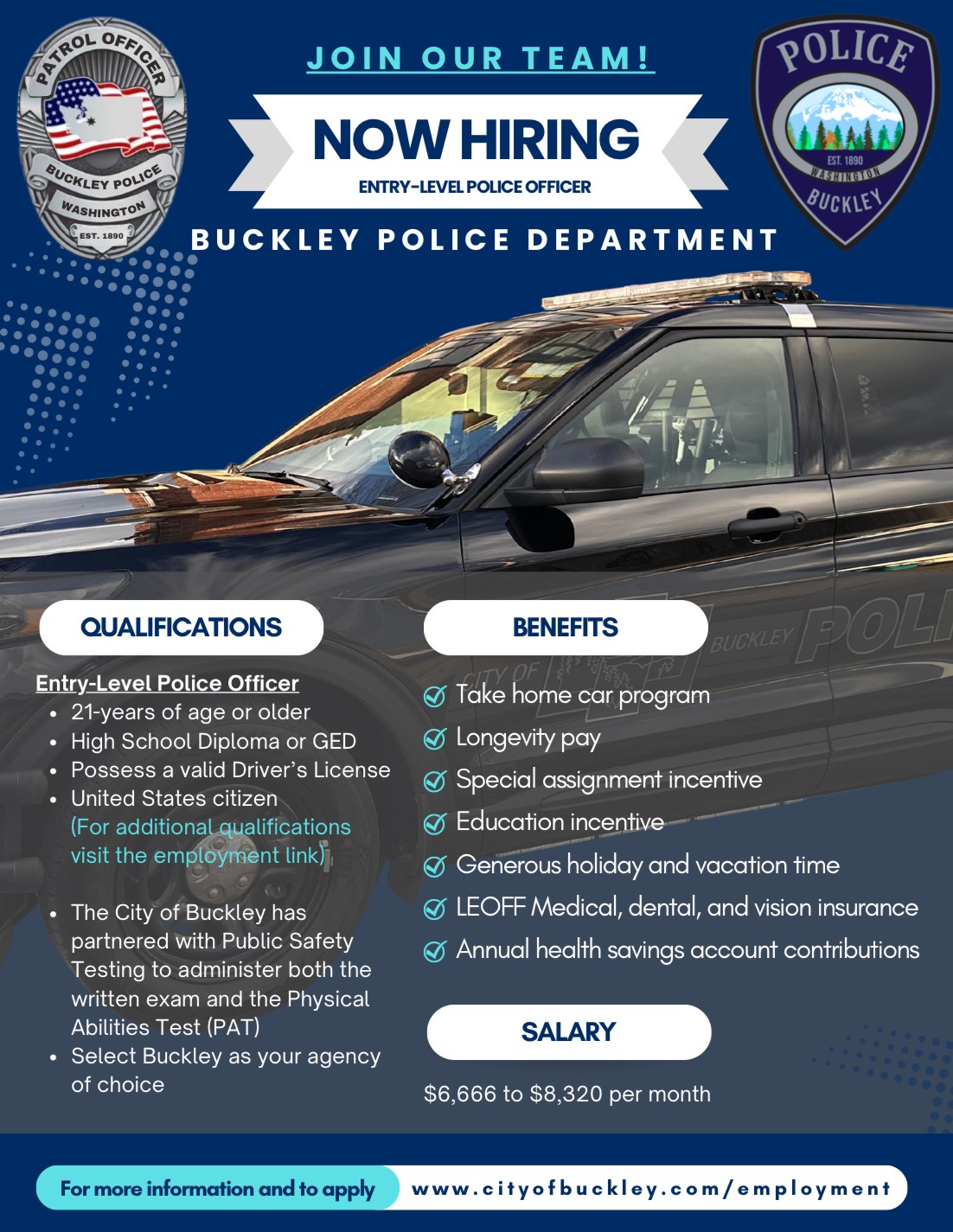 Buckley - ENTRY-LEVEL POLICE OFFICER We are hiring! Buckley Police ...