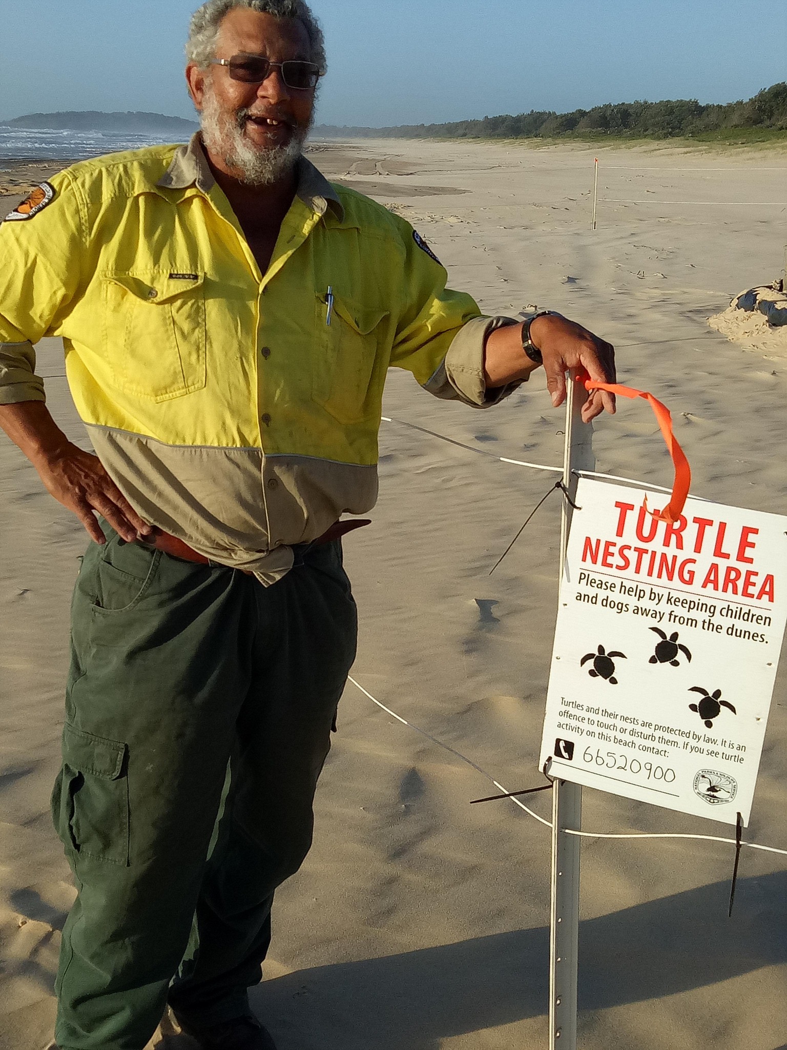 NSW - A north coast Ranger on Country protecting a sea turtle nest ...