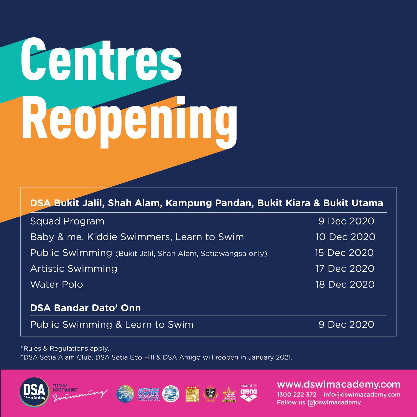 Dsa Good News Dsa Centres Reopening All Swim Facebook