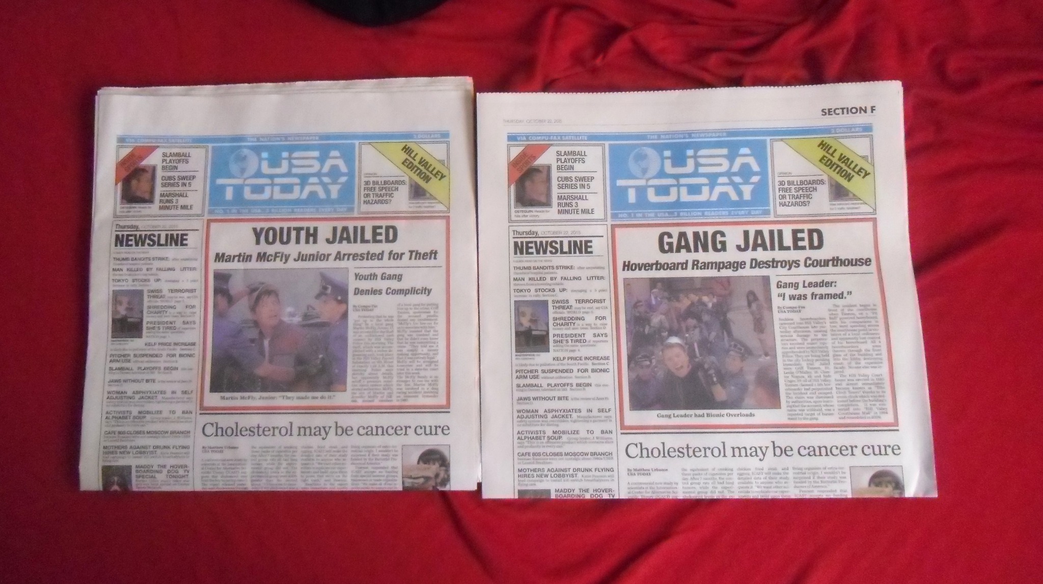 Vintage 2015 USA Today Newspapers with Back to the Future Themes