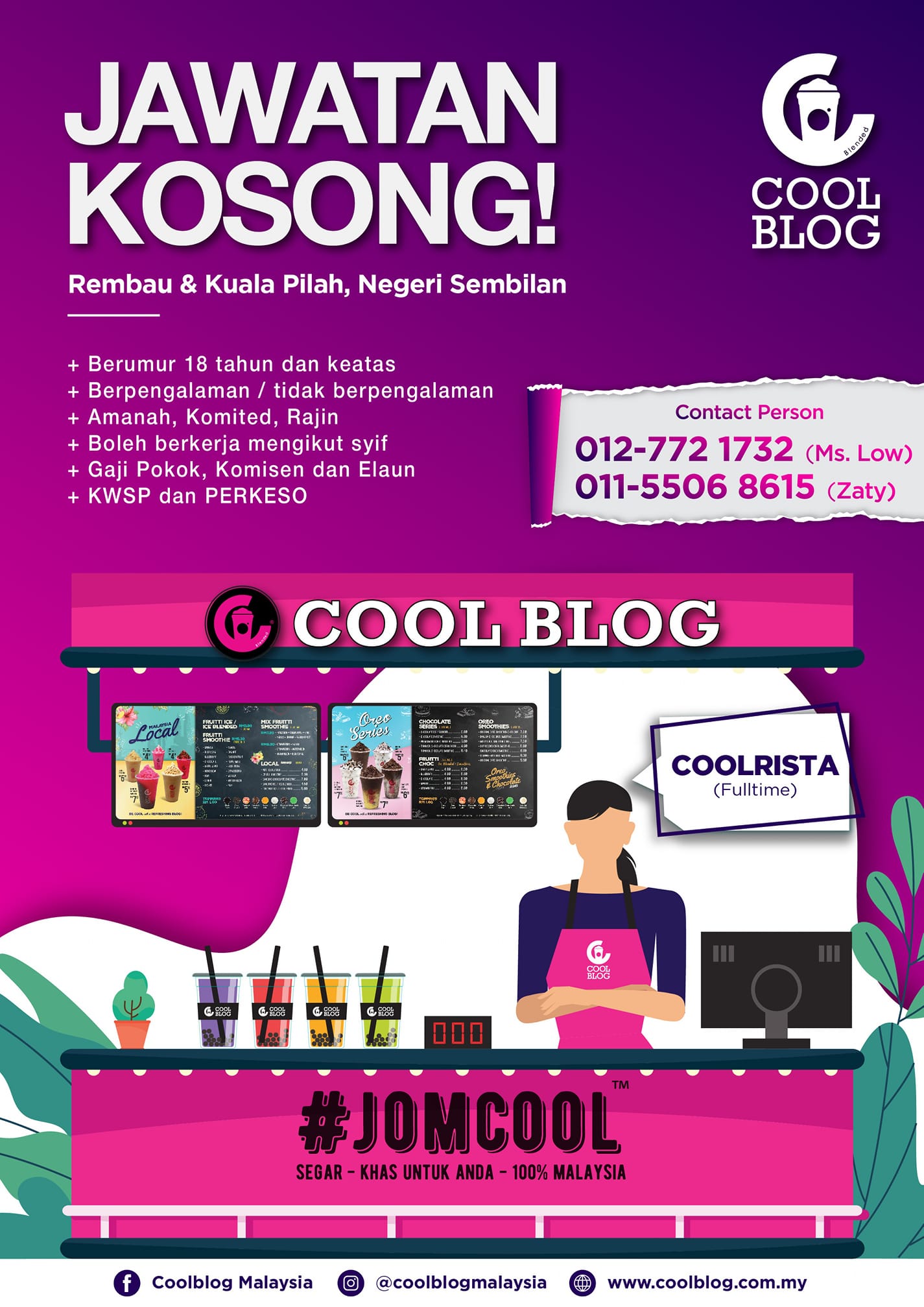 Coolblog Malaysia We Re Hiring Coolblog Rembau Coolblog Kuala Pilah Join Coolblog Family As A Coolrista Call Now Jomcool Coolrista Coolblog Negerisembilan Job Jobsearch Vacancy Facebook
