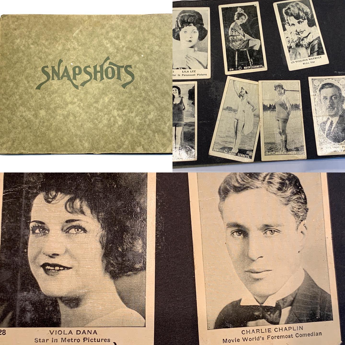 Early 1900's Movie Star Snapshot book. Including a young Charlie
