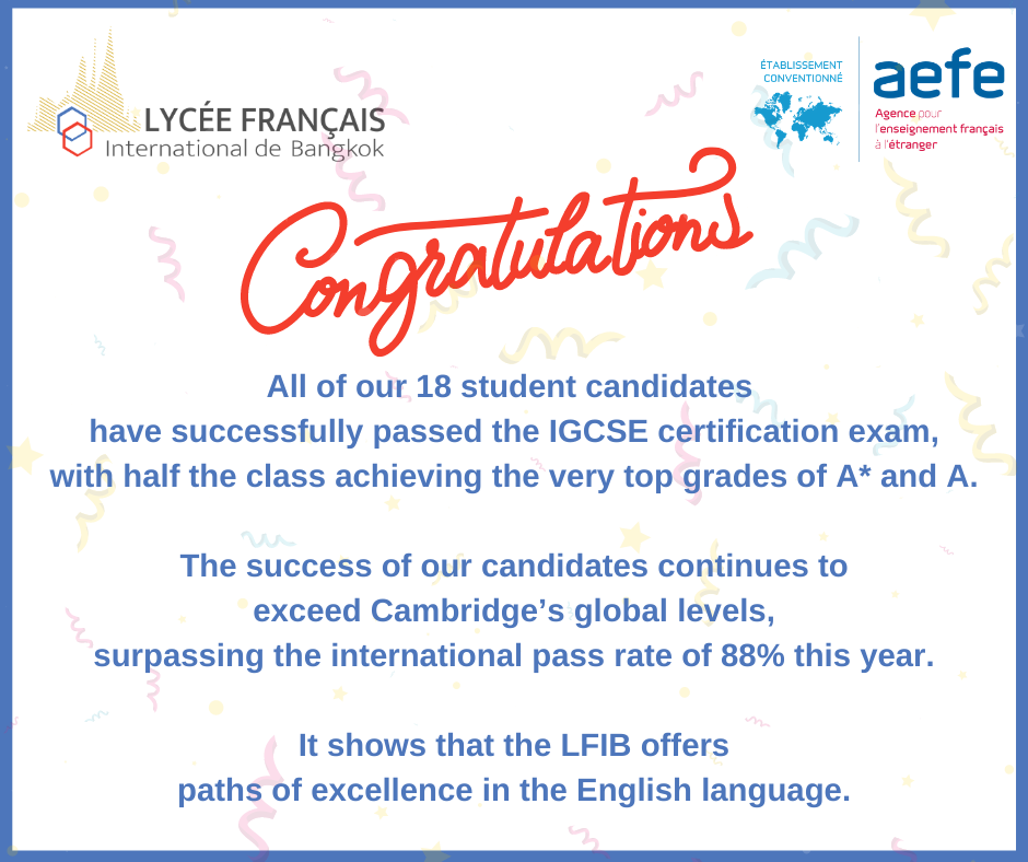 Lycée Français International de Bangkok LFIB - 🇨🇵️Le LFIB félicite ses ...