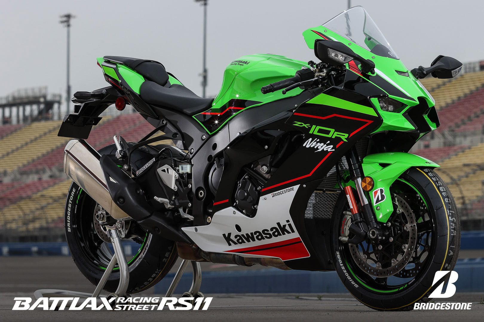 The Kawasaki ZX10R, original equipped with Bridgestone Battlax