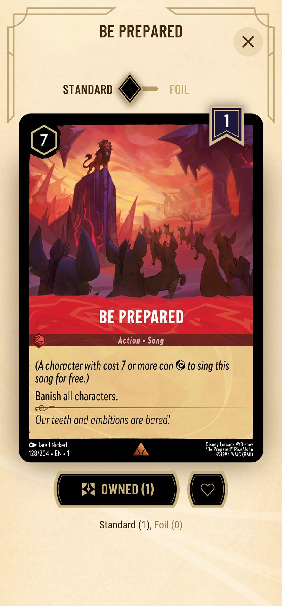 lorcana be prepared card Evil Comes (128/204) [Shimmering Skies] 128/204 Description The Best Action Cards In