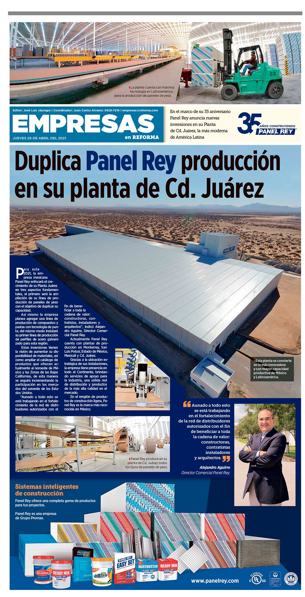Panel Rey - Conoce las nuevas inversiones de Panel Rey® en la Planta de ...