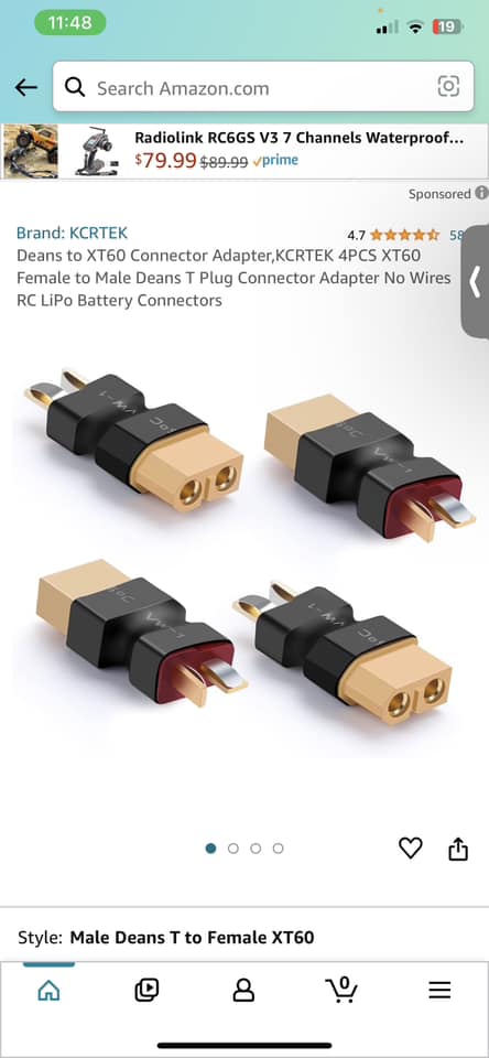LinsyRC – 5 Adaptateurs Femelle Deans T-plug Vers Mâle EC5 – Sans Fil – Pour Batteries LiPo RC