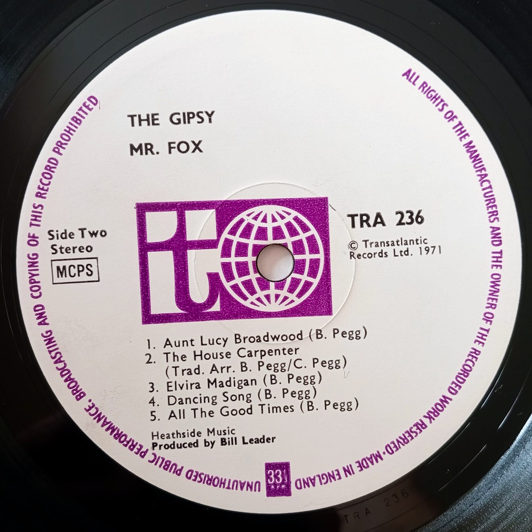 Rare and beautiful.second album by Mr Fox,The Gipsy Transatlantic