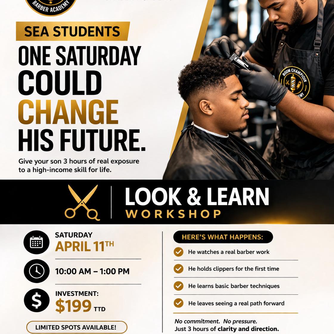 💈 BOOM CHAMPION LOOK & LEARN A 1-Day Beginner Experience Where students ...