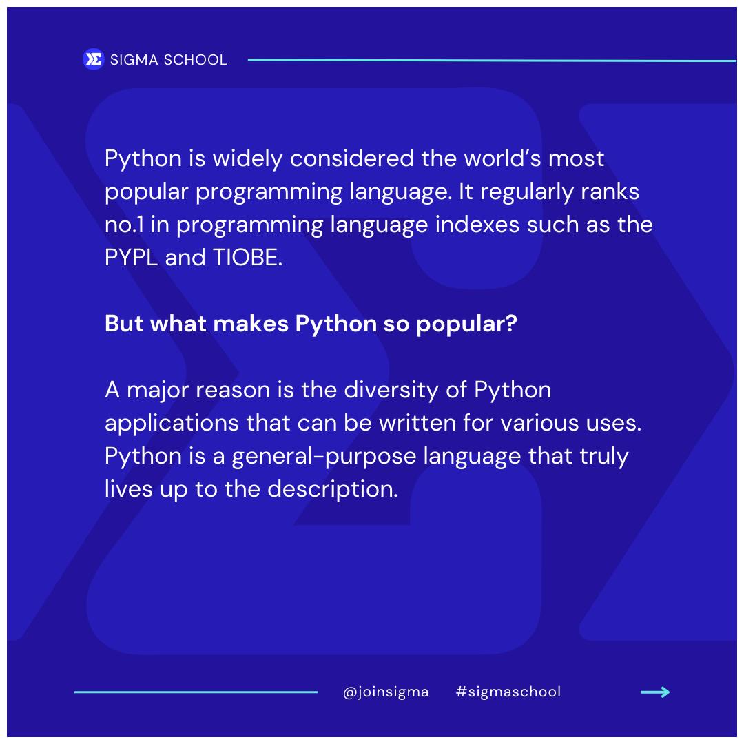 Sigma School - 🐍 What is Python Used for & Examples of...