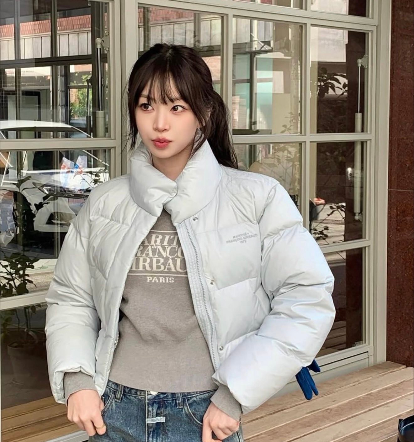 ??Marithe W Basic crop down jacket?? Size S 44 นิ้ว แพดดิ้งทรง 