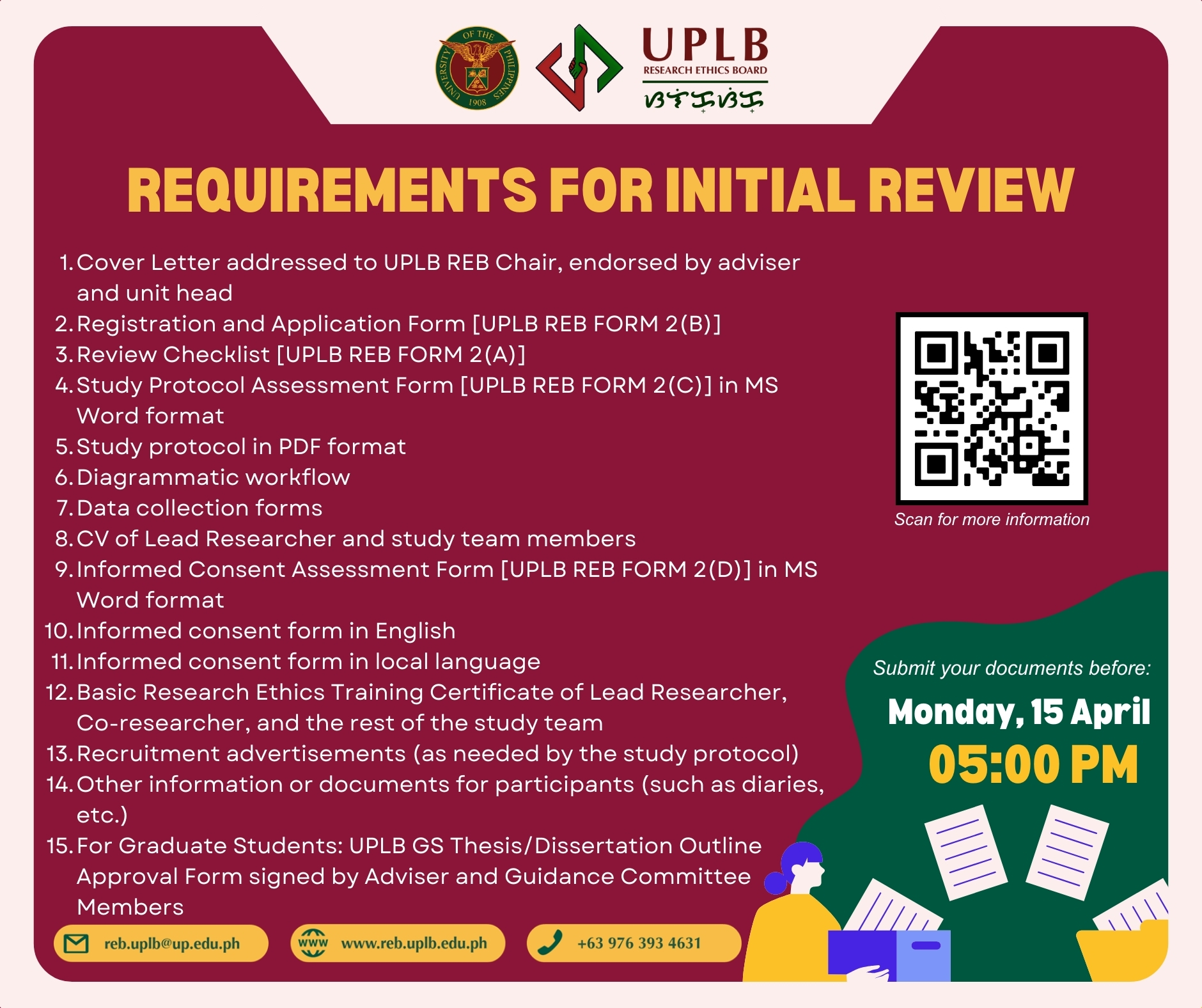 𝐋𝐢𝐬𝐭 𝐨𝐟 𝐑𝐞𝐪𝐮𝐢𝐫𝐞𝐦𝐞𝐧𝐭𝐬 Here is... - UPLB Research Ethics Board | Facebook