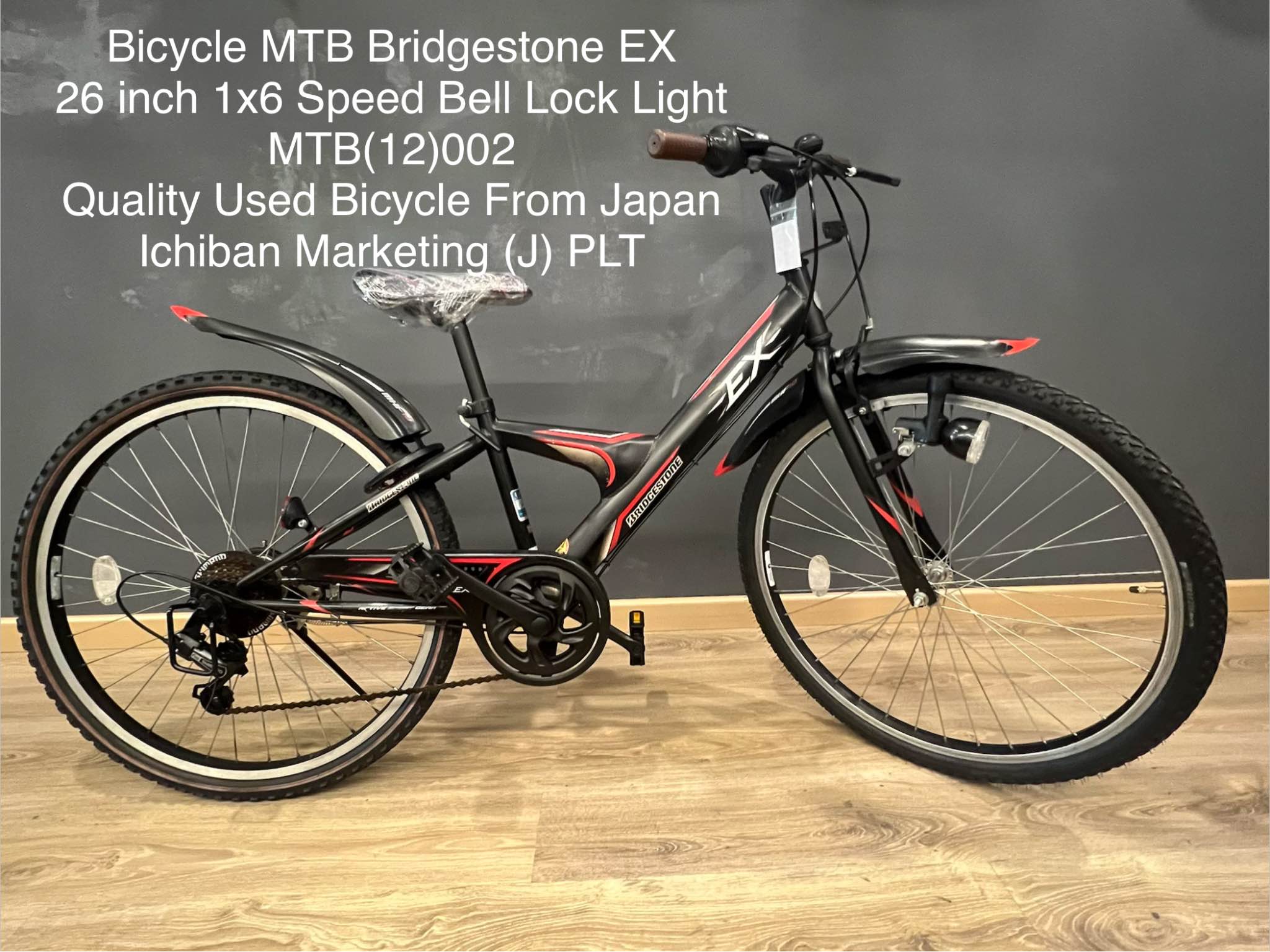 Bicycle MTB Bridgestone EX 26 inch 1x6 Speed Bell Lock Light MTB