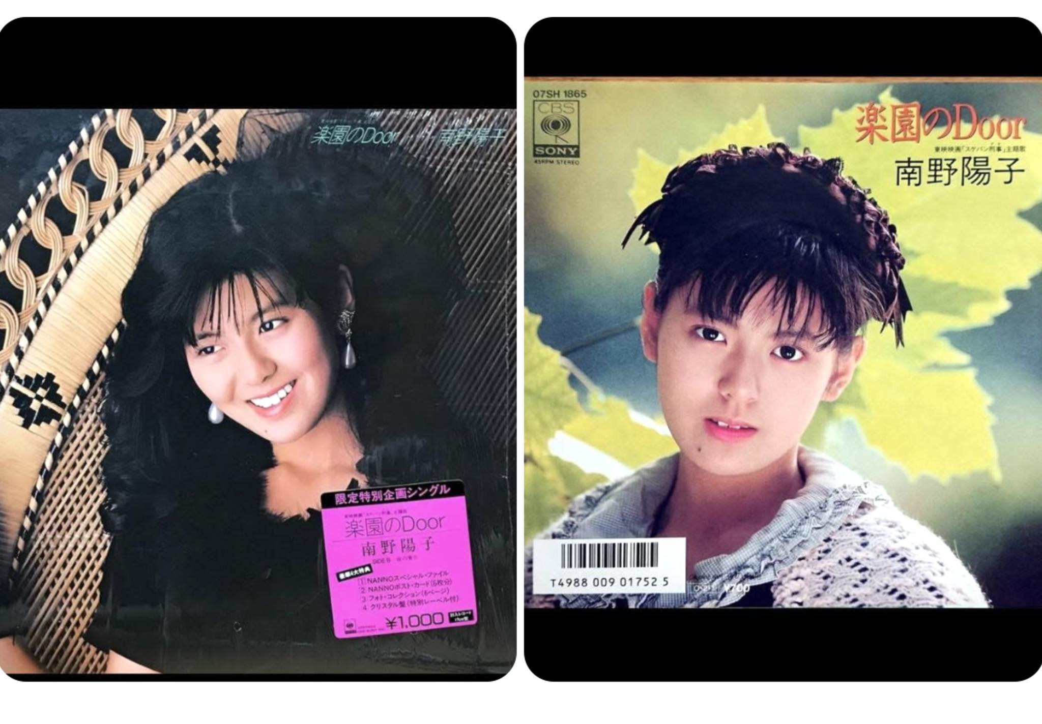 南野陽子 シングル「楽園のDoor」 限定盤(左)と通常盤(右) オリコン