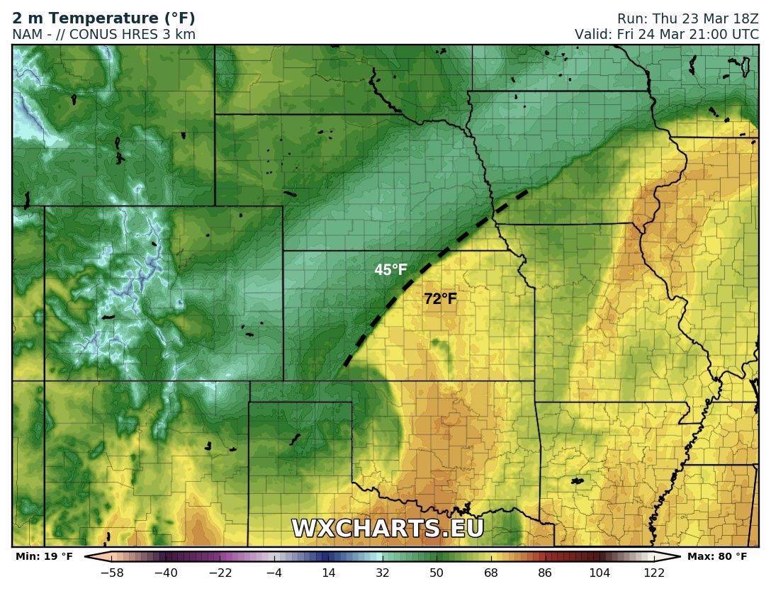 wxcharts.com - Severe weather, sharp temperature gradients...