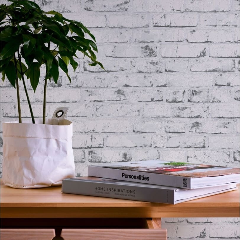 Papel De Pared Papel Pintado Efecto Ladrillo Blanco 3D - 10.05x0.53m (Made In Germany) Papel Pared