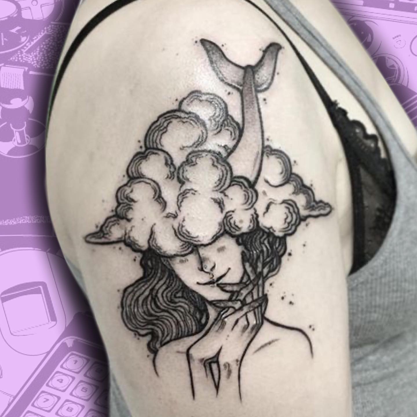 Tatouage Tete Dans Les Nuages
