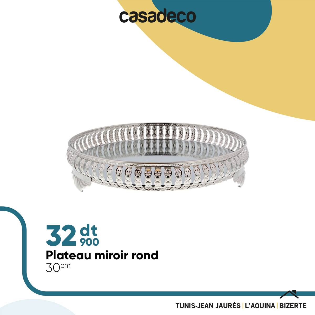 Ecooe plateau décoratif en acier inoxydable extra large 23 x 9,5 cm assiette de service assiette