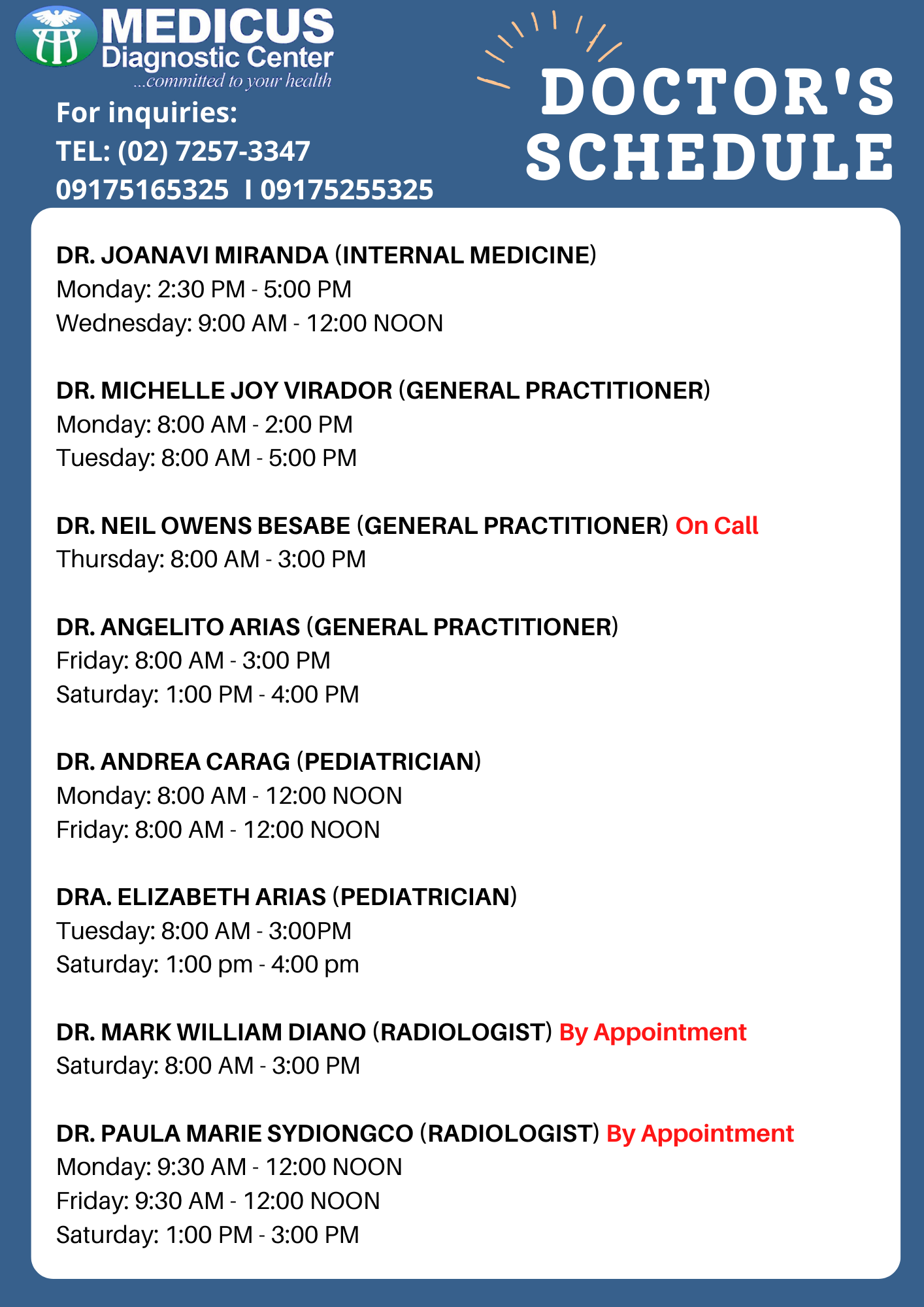 Medicus - Doctor's IN! Greetings of Good Health! To our Dear Clients ...