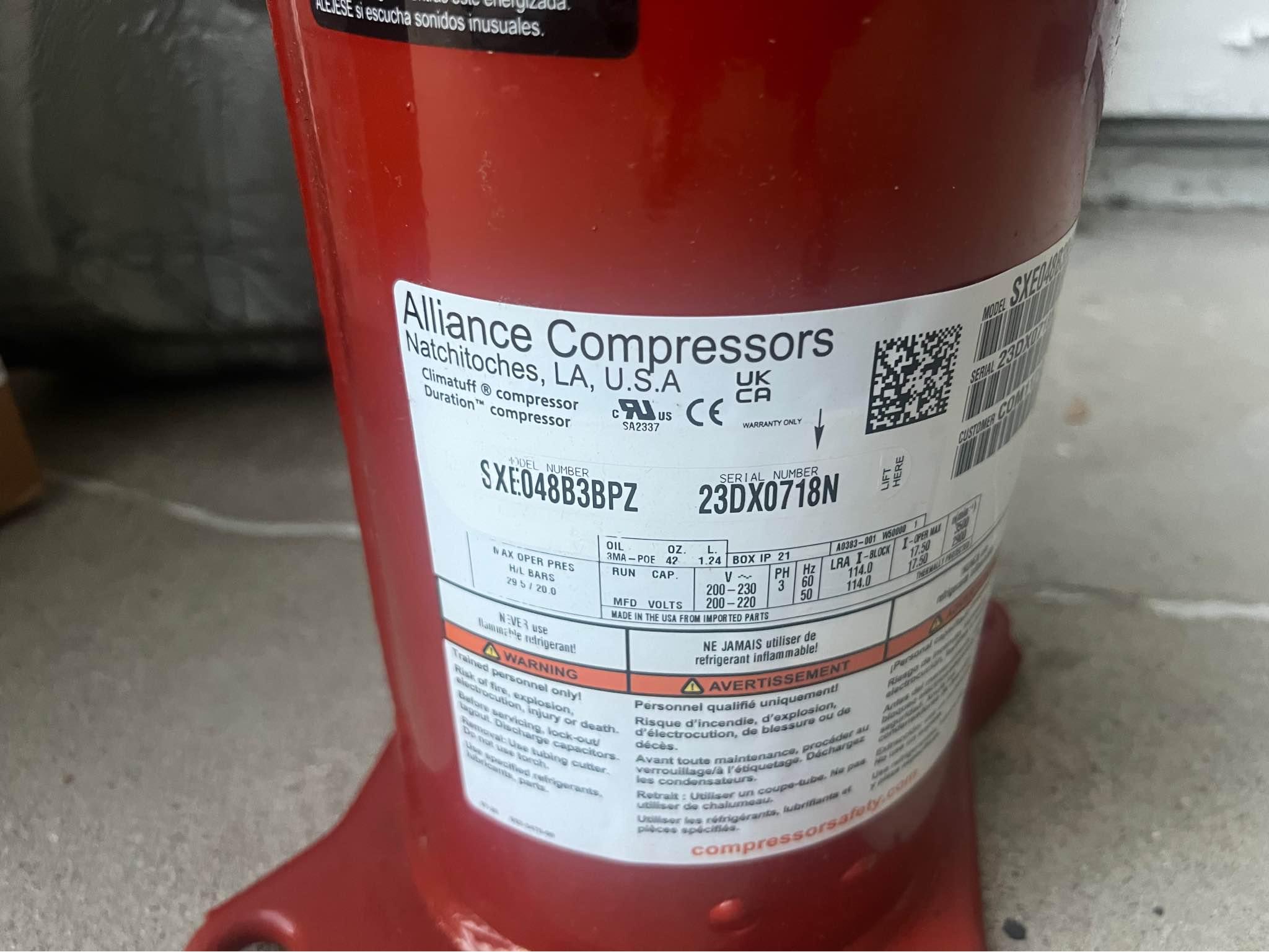 Alliance Compressor (R22) 4Ton for sale - Air Compressors - Arlington ...