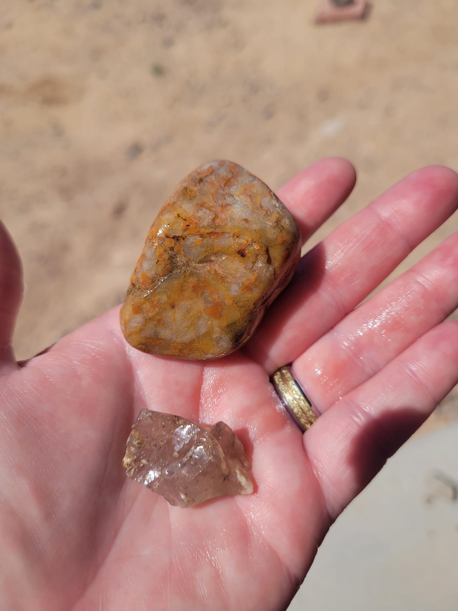 What type of rock is this iron-stained quartz with agate inclusions?
