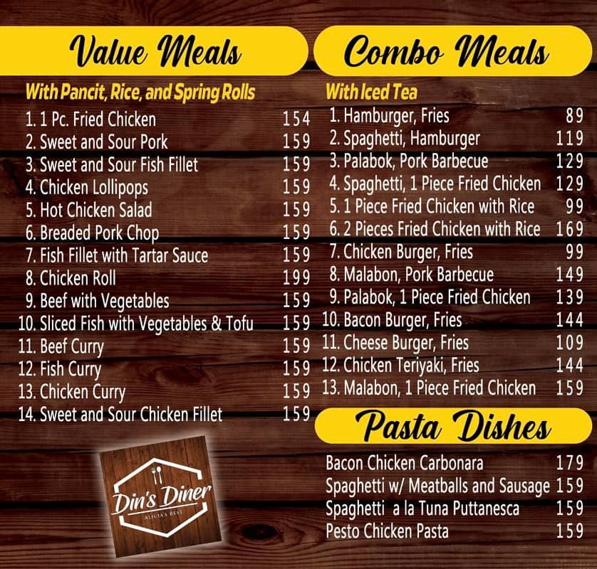 Din's Diner - Our updated Menu zoomed in! 🔎🍔 Enjoy our... | Facebook
