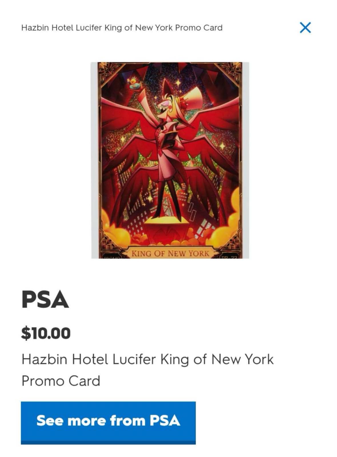 Trade NYCC Promo Ticket for Hazbin Hotel Lucifer King of New York