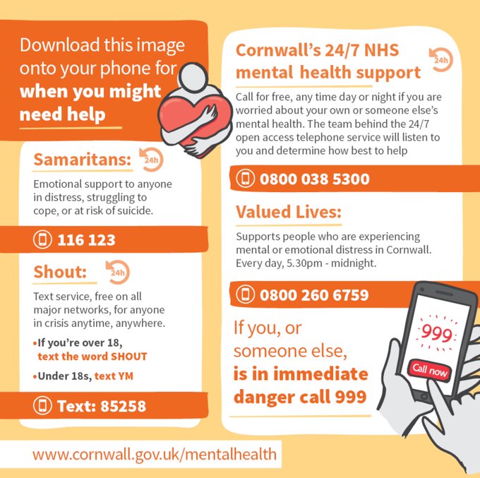 🧡 Mental Health support numbers 🧡 - St Austell Healthcare